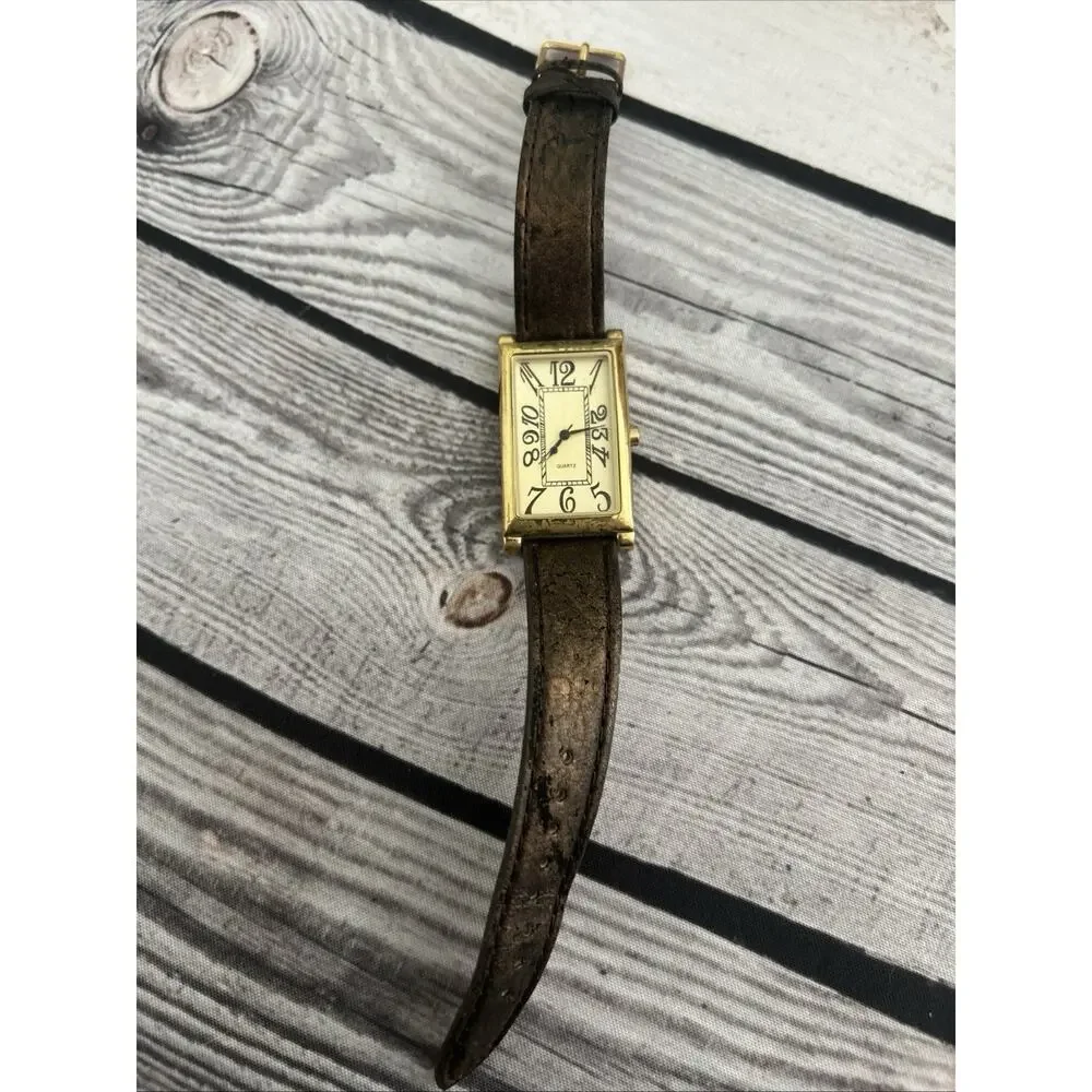 Gold Tone Case Brown Band Women’s Quartz Watch